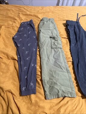 Kids Sage Green Cargo Joggers with Elastic Waist